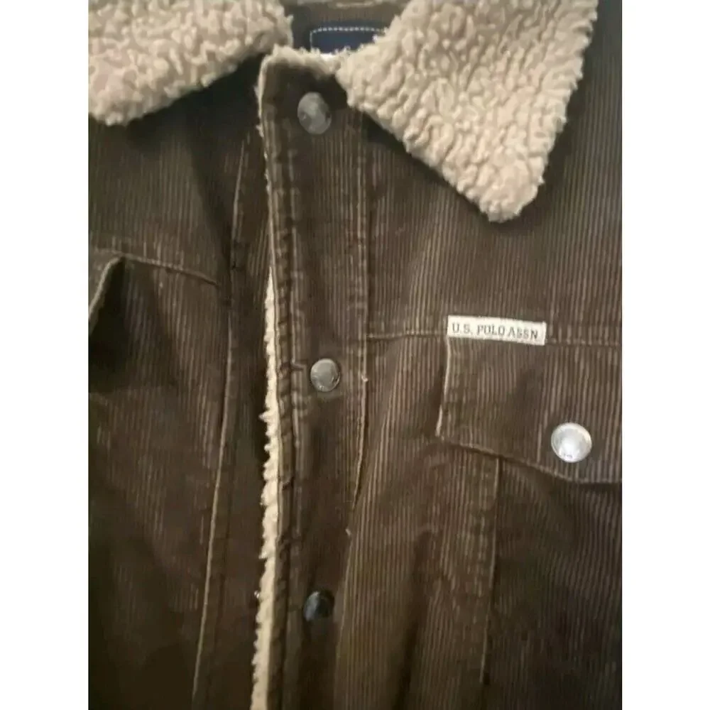 Vintage U.S Polo Assn Brown Corduroy Trucker Jacket Sherpa Lined Size XXL - Picture 5 of 7